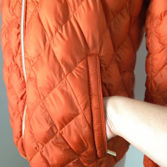 NWOT Michael Kors Fur Hooded Orange Packable Down Quilted Puffer Jacket - Picture 6 of 9